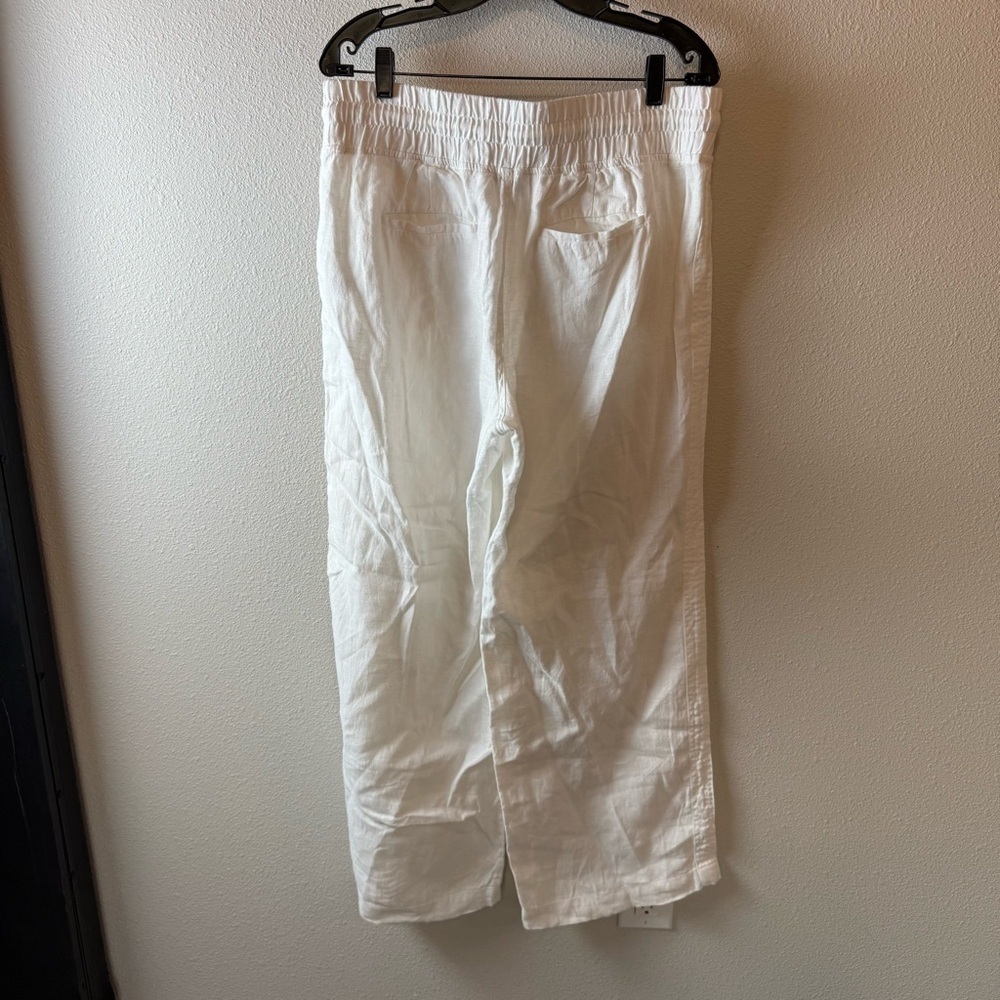 Athleta Cabo Linen Wide Leg Pant White Casual Athleisure Active Women’s Size 14 - Picture 8 of 12